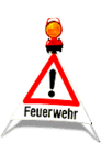 Verkehrsleitung (Tetraeder) mit Aufschrift Feuerwehr und einer Blitzlampe, wie sie auch bei der Freiwillige Feuerwehr Saarlouis (SLS) im Einsatz sind.