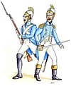 Rekonstruktionsversuch Grenadier und Offizier der Pompiers von Saarlouis (Bild aus der Chronik der Feuerwehr Saarlouis)
